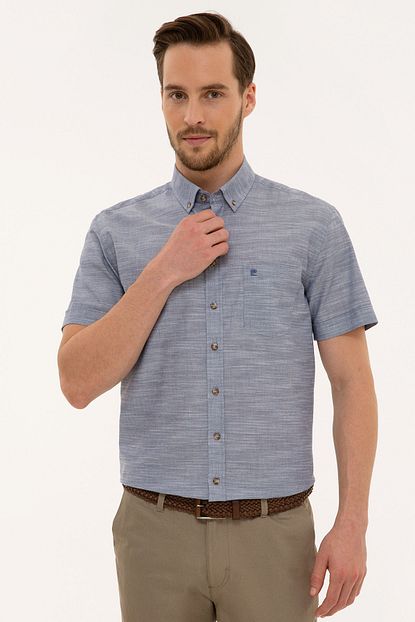 pierre cardin erkek lacivert regular fit kisa kollu gomlek fiyati yorumlari trendyol