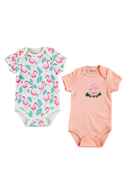 Hellobaby Y Kiz Bebek Flamingo Ribana Kisa Kol 2 Li Body Trendyol