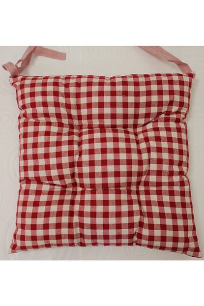 Tropikhome Ekoseli Kirmizi Renk Pamuklu Kumas Pofidik Kare Dekoratif Sandalye Minderi 40x40 Cm Trendyol