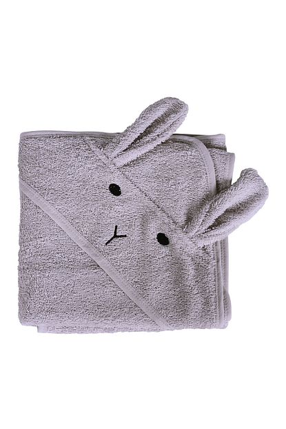 Miniyoki Kapusonlu Erkek Bebek Banyo Havlusu Tavsan Kulakli Gri Trendyol