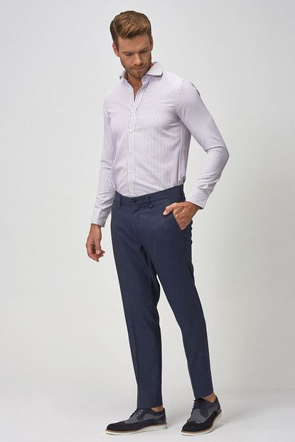 Altinyildiz Classics Erkek Lacivert Slim Fit Desenli Pantolon Trendyol