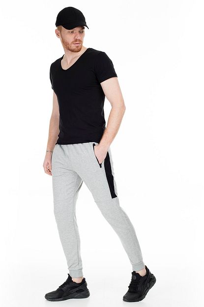 Buratti Erkek Gri Air Baskili Belden Baglamali Pacasi Lastikli Slim Fit Esofman Alti 159air Trendyol