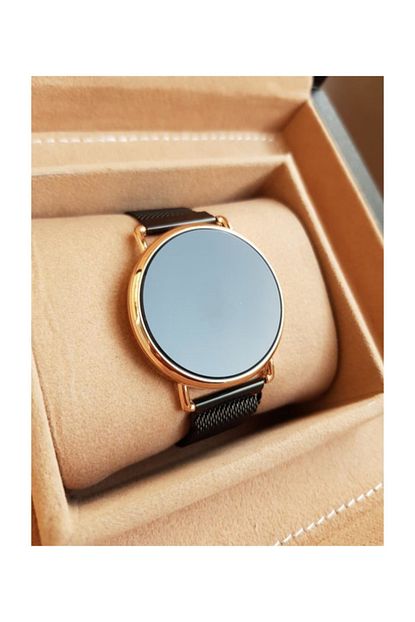 Gold Time Siyah Renk Miknatisli Kordon Dokunmatik Sari Kasa Unisex Saat Ash 224 Trendyol