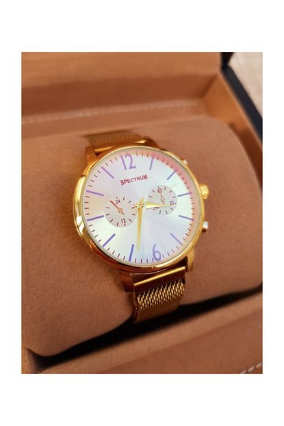 Gold Time Gold Renk Miknatisli Kordon Sari Kasa Renkli Cam Unisex Saat Trendyol