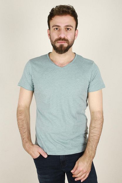 Z Giyim Erkek V Yaka Pamuklu Tisort Mint Yesili Xxl Trendyol