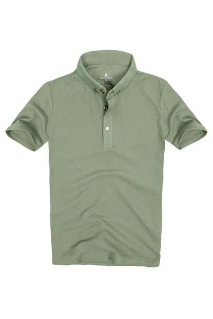 Blue Sail Haki Renk Waffle Kumas Polo Yaka Erkek Tisort Trendyol