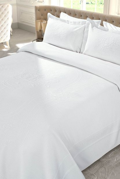 Virgo Cift Kisilik Kadife Yatak Ortusu Indigo Madame Coco