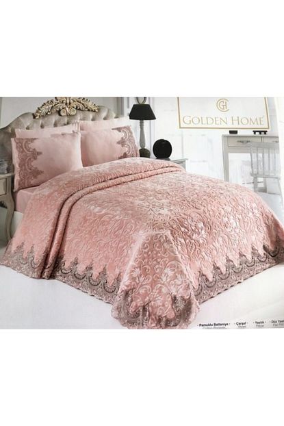 Golden Home Dantelli Battaniye Seti Pudra Trendyol