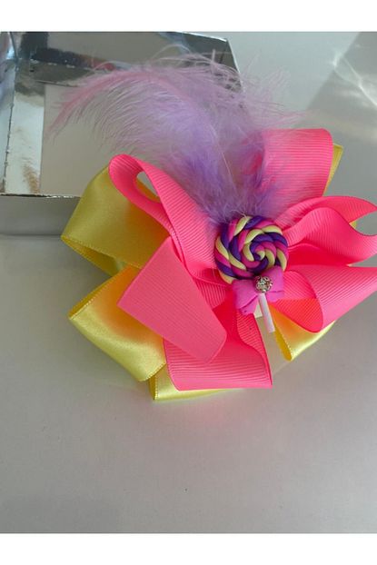 Queen Aksesuar Kiz Cocuk Neon Pembe Sari Lolipop Suslu Bebek Dogum Gunu Hediye Klipsli Toka Trendyol
