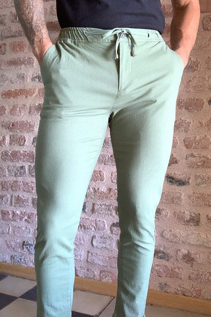 Trendyol Man Haki Erkek Beli Baglamali Rahat Kesim Pantolon Tmnss20pl0547 Trendyol