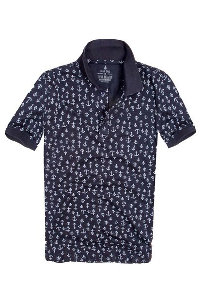 Blue Sail Lacivert Renk Capa Desenli Polo Erkek Tisort Trendyol