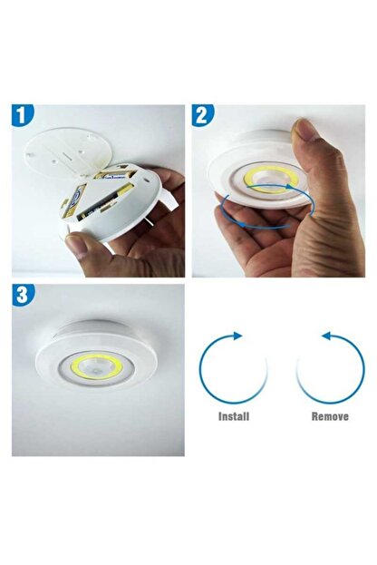 Ledim 3 Lu Pilli Led Spot Lamba Yapiskanli Uzaktan Kumandali Dolapici Trendyol