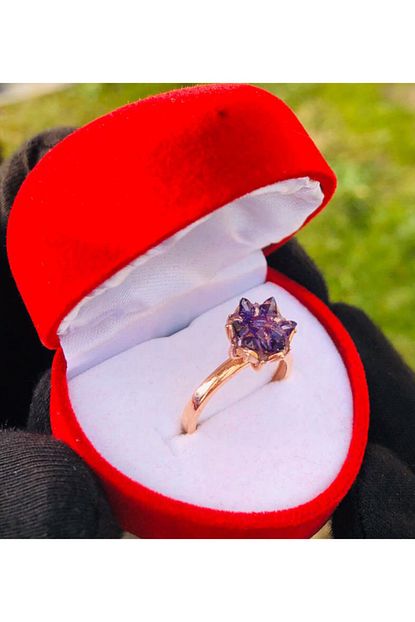 Armes Silver Sevgiliye Ozel Hediye Mor Renk Lotus Cicegi 925 Ayar Gumus Yuzuk Trendyol
