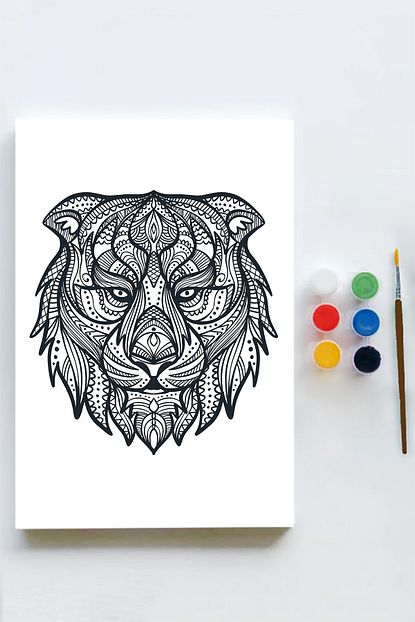 Postermanya Aslan Mandala Tuval Kanvas Tablo Boyama Hobi Seti 50x70cm Trendyol