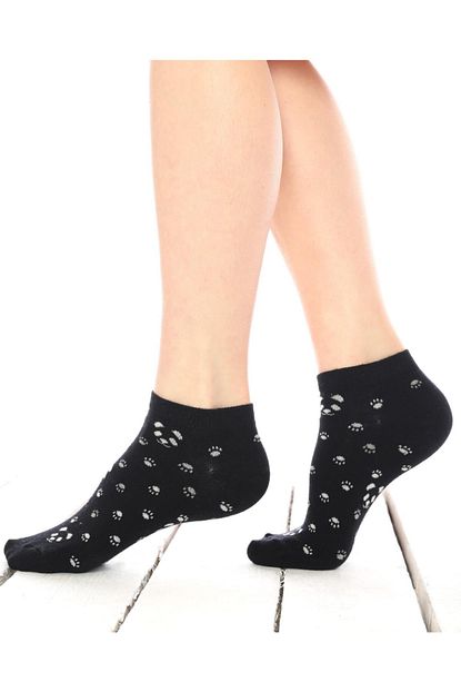 Socks Concept Siyah Renk Kedi Pati Desenli Kisa Soket Corap Trendyol