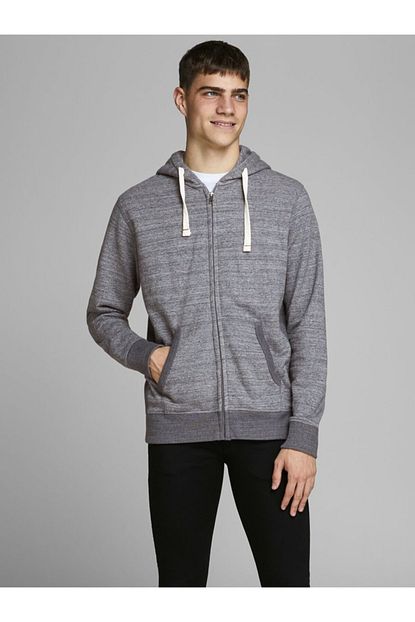 Jack Jones Erkek Kapsonlu Fermuarli Duz Renk Sweat 12136769 Trendyol