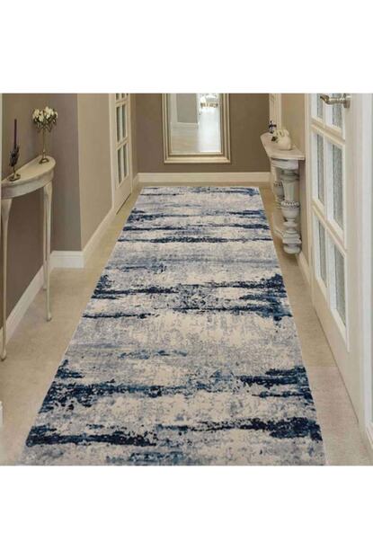 Kont Hali Krem Mavi Renk Modern Desenli Yolluk 100x200 Cm 15463mavi Trendyol