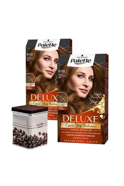 Palette 2 Adet 9 50 Altin Pariltili Bal Sac Boyasi Turk Kahvesi Trendyol