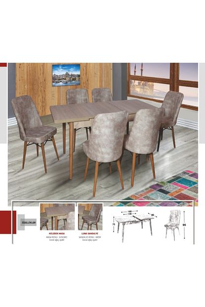 Kaykolsan Home Mutfak Masa Takimi 6 Sandalye 1 Masa Agac Ayak Estetik Gorunum E 1051 Trendyol