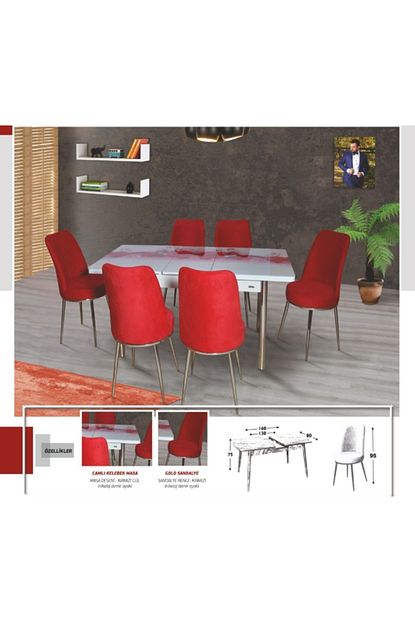 Kaykolsan Home Mutfak Masa Takimi 6 Sandalye 1 Masa Camli Nikelaj Demir Ayak E 1065 Trendyol