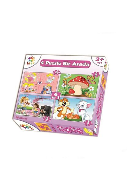 Nubutik S Kiz Cocuk 4 In 1 Desenli Puzzle Trendyol