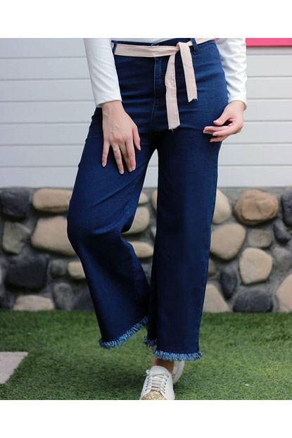 Nehir Moda Kadin Bol Puskullu Paca Yuksek Bel Kot Pantolon Trendyol
