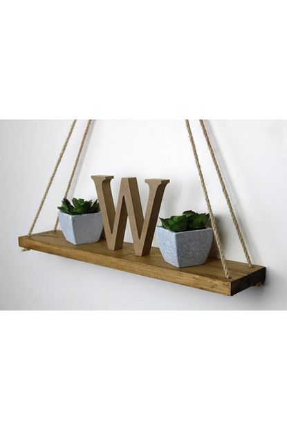 Worldwooden Rustik Ahsap Halatli Raf Koyu Mese Asili Ahsap Raf Trendyol
