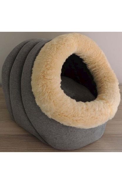 Bedspet Alaska Polar Kedi Evi Kedi Yuvasi Gri Minderli Trendyol