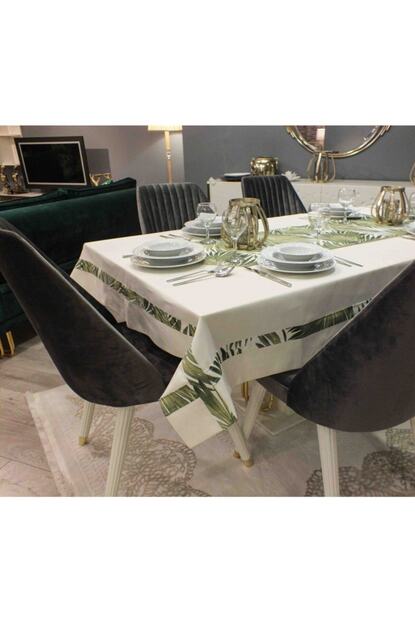 Miabella Home Palmiye Ozel Tasarim Dark Kumas Runner Masa Ortusu Trendyol