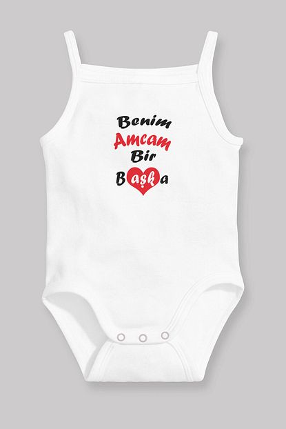 Angemiel Baby Benim Amcam Bir Baska Kiz Bebek Askili Zibin Body Atlet Beyaz Trendyol
