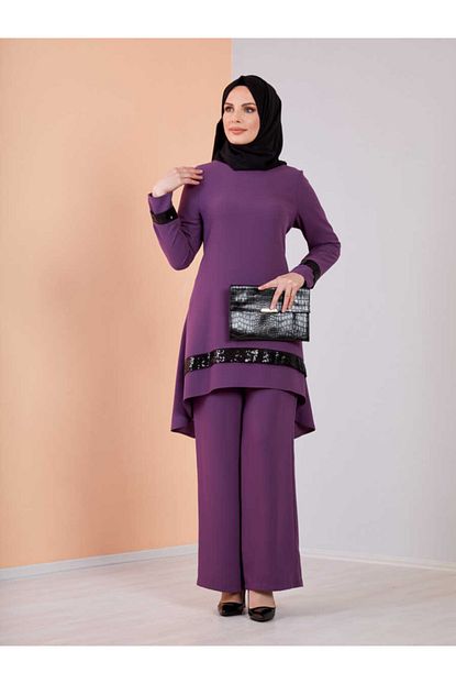 tunik kombin kap mlj7459 mor trendyol