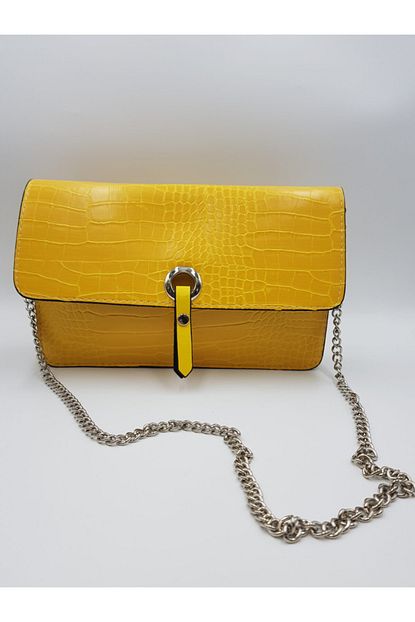 Combin Accessory Kroko Deri Sari Portfoy Canta Trendyol