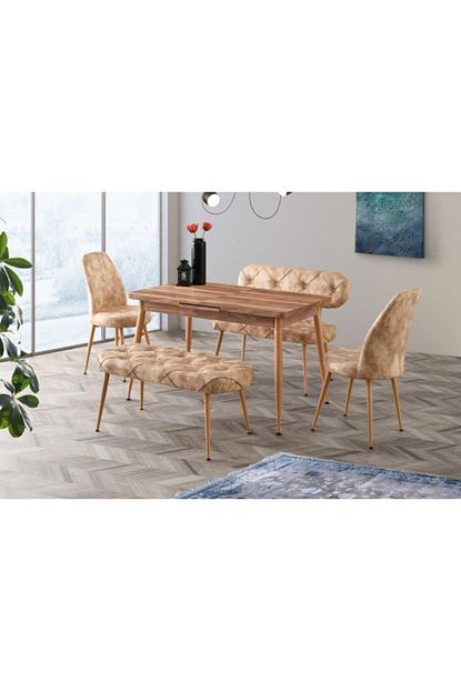 Sivas Gozde Mobilya Bankli Mutfak Masasi Takimi 2 Sandalye 75x120 Acilir Trendyol
