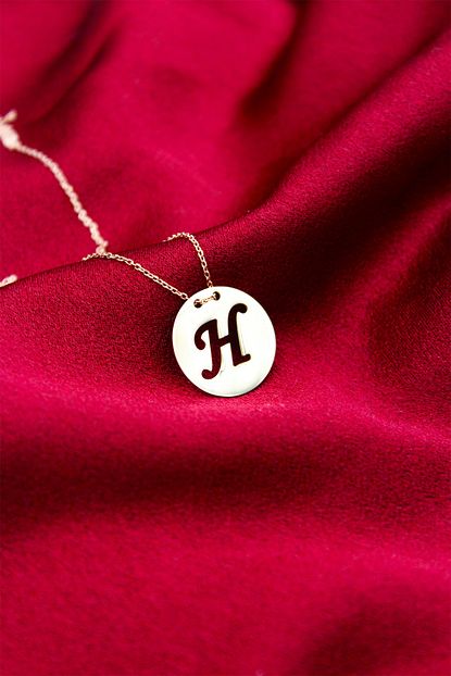 Silver Silver Kadin Rose H Harf Plaka Kolye Trendyol