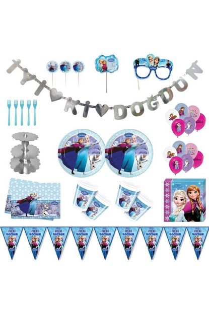 Parti Furyasi Frozen Karlar Ulkesi Elsa Luks Dogum Gunu Parti Malzemeleri Seti Sus 8 Kisilik Trendyol