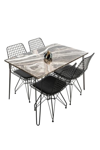 Ndesk Nstore Kudum Mermer Desenli Mutfak Masa Takimi 110x70cm Trendyol