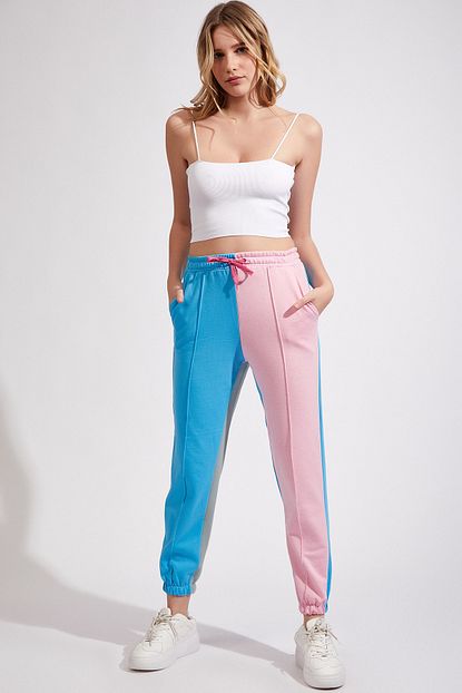 Happiness Ist Kadin Mavi Pembe Blok Renkli Esofman Alti Si00012 Trendyol