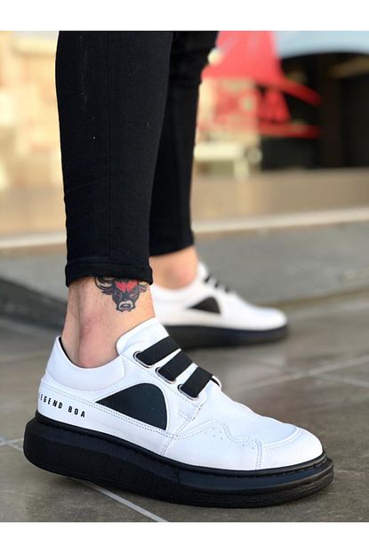 Boa Ba0004 Kalin Taban Bagciksiz Tarz Casual Beyaz Siyah Erkek Ayakkabi Trendyol