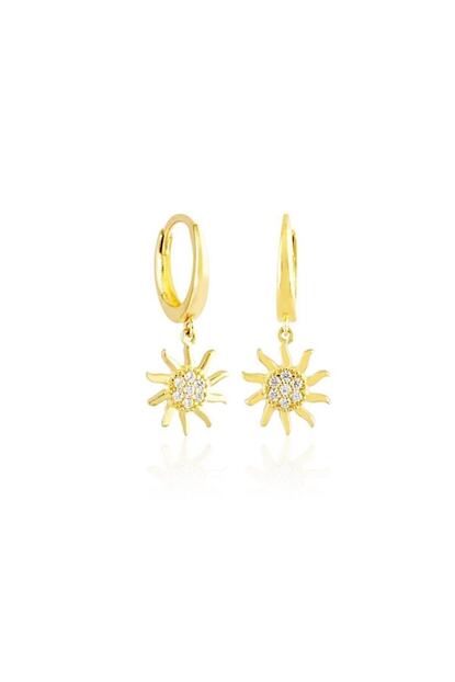 Sembol Gold Sallantili Altin Gunes Kupe 14k Gold Trendyol