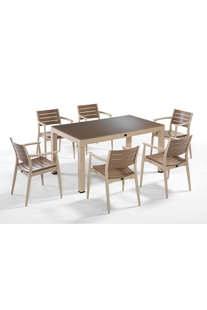 Novussi Regnum 6 Li Camli Set 90 150 Masa Ve 6 Adet Koltuk Cappuccino Col Kahve Trendyol