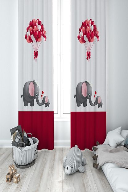 Mekta Home Cocuk Odasi Bebek Odasi Kirmizi Fon Perde 2 Kanat Mkt 030 Trendyol