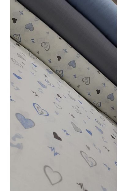 Bursa Kumascisi Muslin Kumasi Kalp Desen Mavi Trendyol