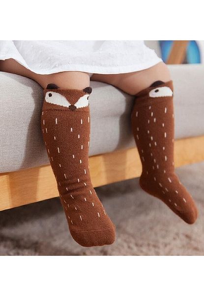 Asa Bebek Cocuk Tilki Desenli Kiz Bebek Diz Alti Corabi Trendyol