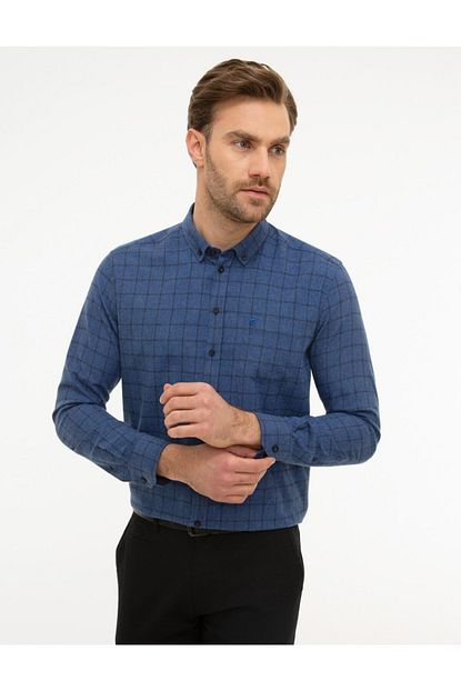 Pierre Cardin Erkek Gomlek Indigo Regular Small Trendyol