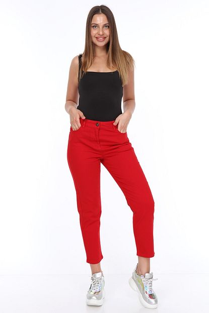 Islander Kirmizi Mom Jean Pantolon Trendyol