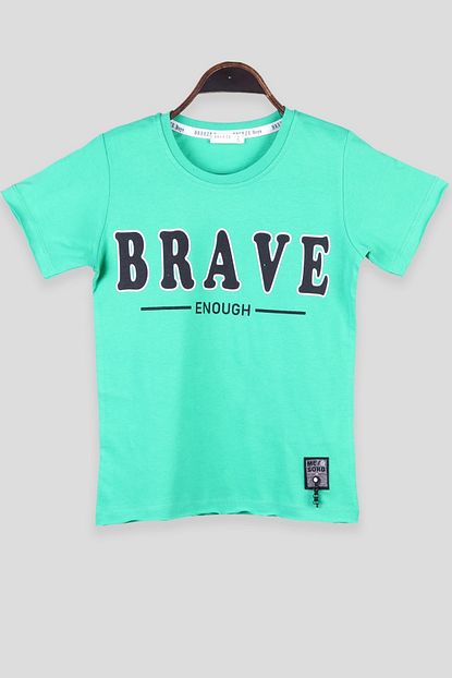 Breeze Erkek Cocuk Tisort Brave Baskili Yesil 9 14 Yas Trendyol