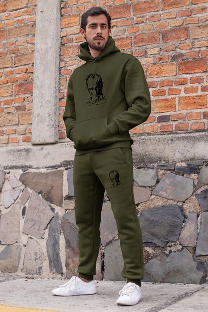 Angemiel Wear Ataturk Portresi Erkek Esofman Takimi Yesil Kapsonlu Sweatshirt Yesil Esofman Alti Trendyol