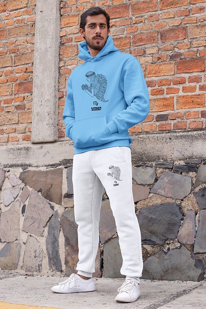 Angemiel Wear Mr Virgo Erkek Esofman Takimi Mavi Kapsonlu Sweatshirt Beyaz Esofman Alti Trendyol