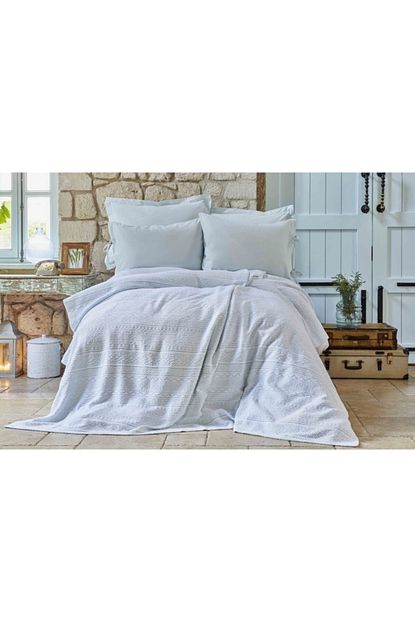 Karaca Home Nelly Mavi Cift Kisilik Soft Jakar Yatak Ortusu Seti Trendyol