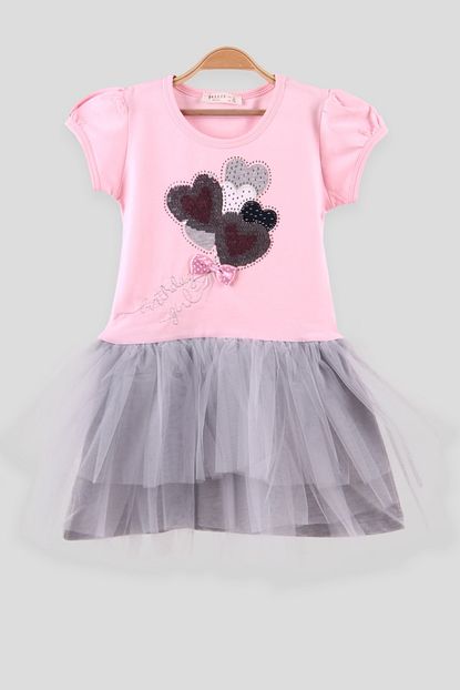 Breeze Kiz Cocuk Elbise Kalp Pullu Tutu Pembe 5 10 Yas Trendyol
